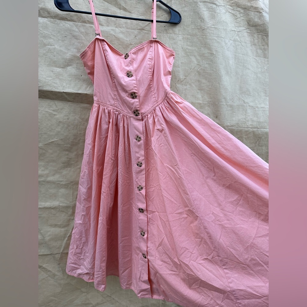 Free People Orange Pink Pleated Midi Dress